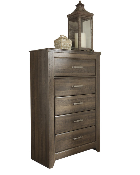 Ashley Juararo  Five Drawer Chest In Dark Brown