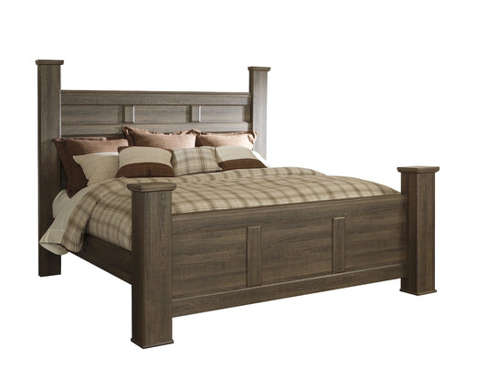 Ashley Juararo E King Poster Bed In Dark Brown