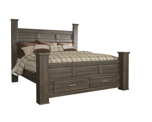 Ashley Juararo E King Storage Bed In Dark Brown