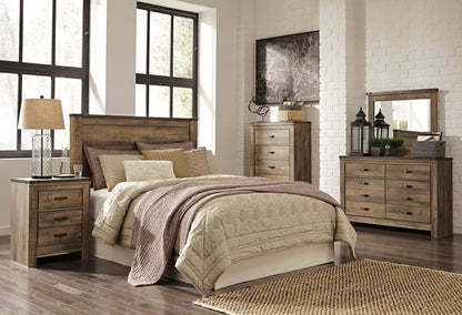 Ashley Trinell 4PC Bedroom Set E King Panel Headboard One Nightstand Dresser Mirror in Brown