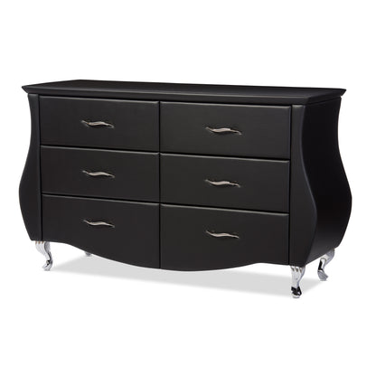 Contemporary Dresser in Black Faux Leather - The Furniture Space.