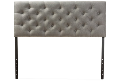 Contemporary Button Tufted Full Size Headboard in Grey Fabric - The Furniture Space.