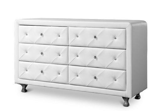 Contemporary Dresser in White Faux Leather bxi5420-109