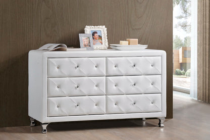 Contemporary Dresser in White Faux Leather bxi5420-109