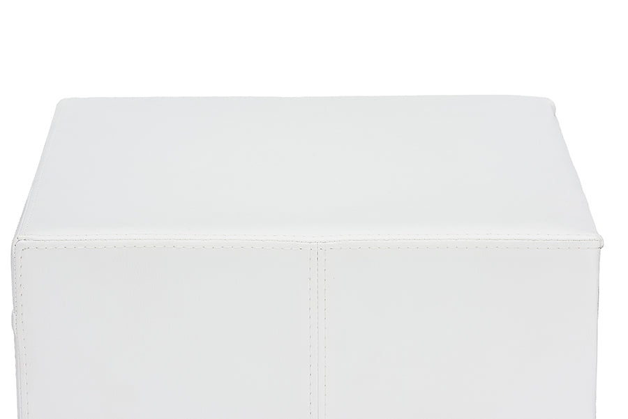 Contemporary Nightstand in White Faux Leather - The Furniture Space.