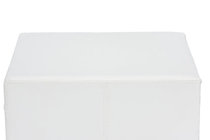 Contemporary Nightstand in White Faux Leather - The Furniture Space.