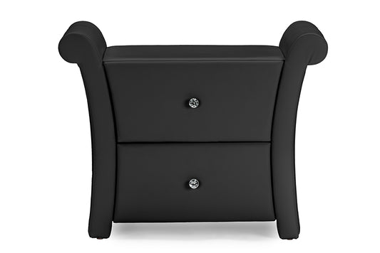 Contemporary Nightstand in Matte Black Faux Leather - The Furniture Space.
