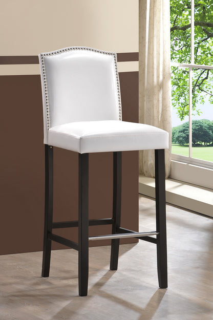 Modern 2 Bar Stools with Nail Trim in White Faux Leather bxi4298-85