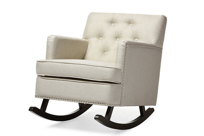Contemporary Rocking Chair in Light Beige Fabric - The Furniture Space.