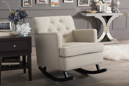 Contemporary Rocking Chair in Light Beige Fabric - The Furniture Space.