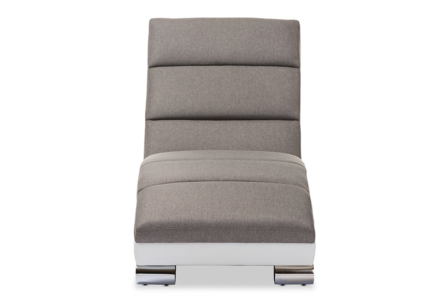 Contemporary Chaise Lounge Chair in Grey Fabric - The Furniture Space.
