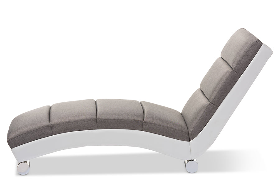 Contemporary Chaise Lounge Chair in Grey Fabric - The Furniture Space.