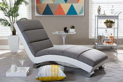 Contemporary Chaise Lounge Chair in Grey Fabric - The Furniture Space.