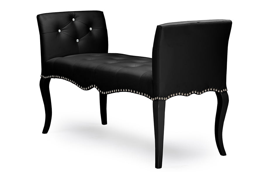 Contemporary Bench in Black PU Leather - The Furniture Space.