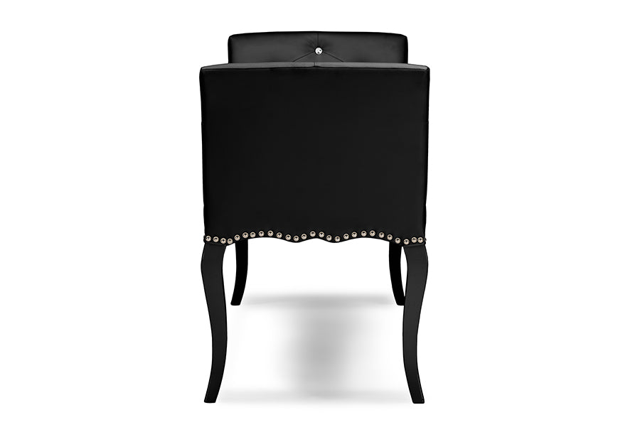 Contemporary Bench in Black PU Leather - The Furniture Space.