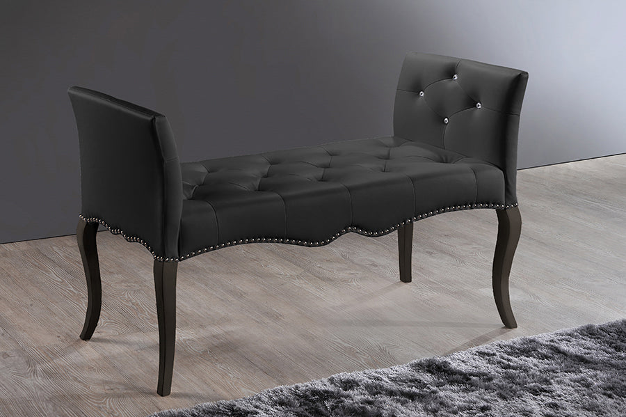 Contemporary Bench in Black PU Leather - The Furniture Space.