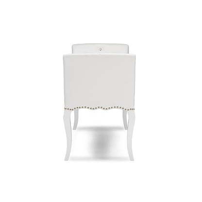 Contemporary Bench in White PU Leather - The Furniture Space.
