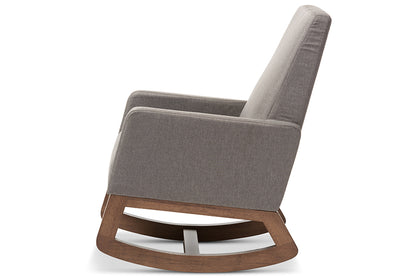 Mid-Century Rocking Chair in Grey Fabric