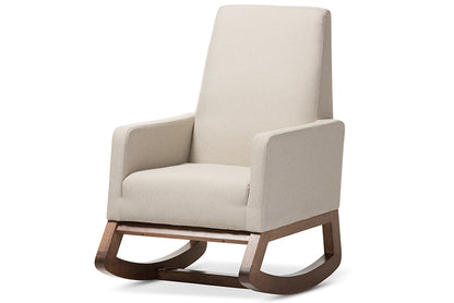 Mid-Century Rocking Chair in Light Beige Fabric