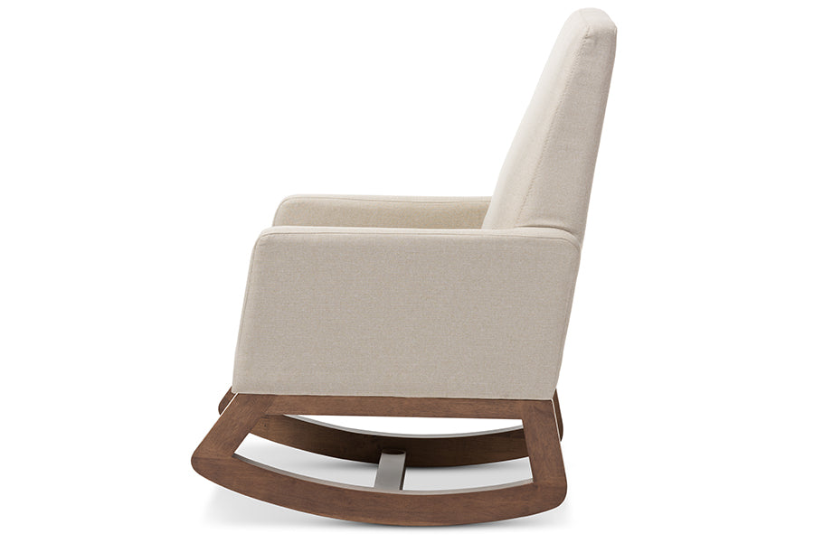 Mid-Century Rocking Chair in Light Beige Fabric