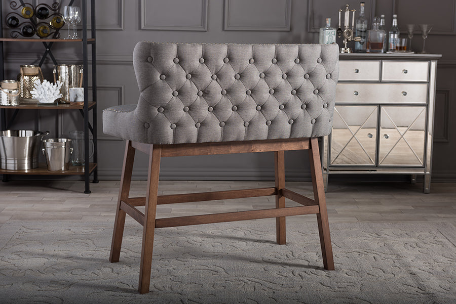 Contemporary Bar Bench in Grey Fabric - The Furniture Space.