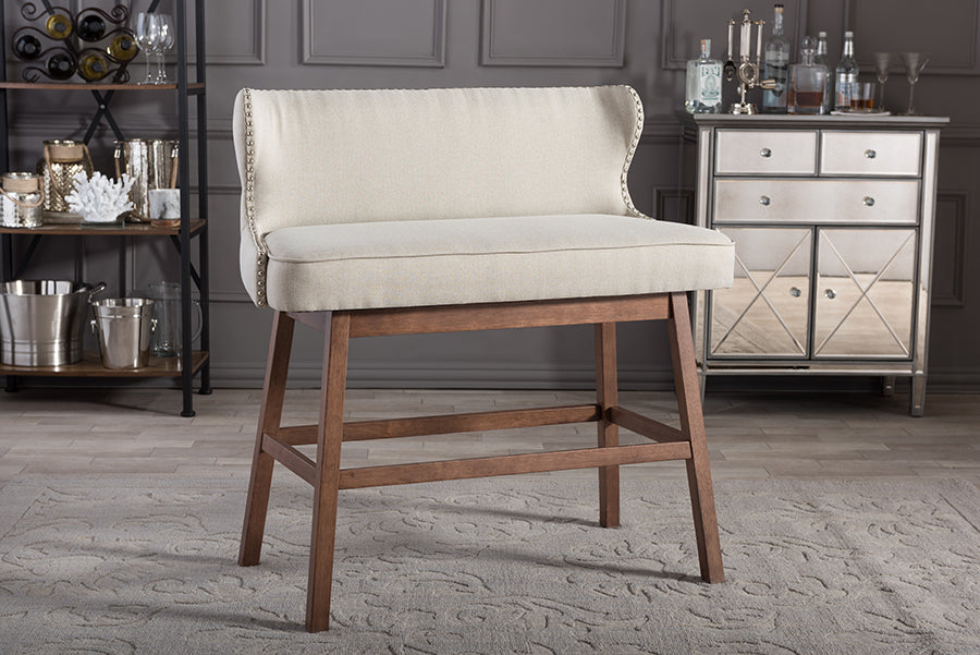 Contemporary Bar Bench in Light Beige Fabric - The Furniture Space.