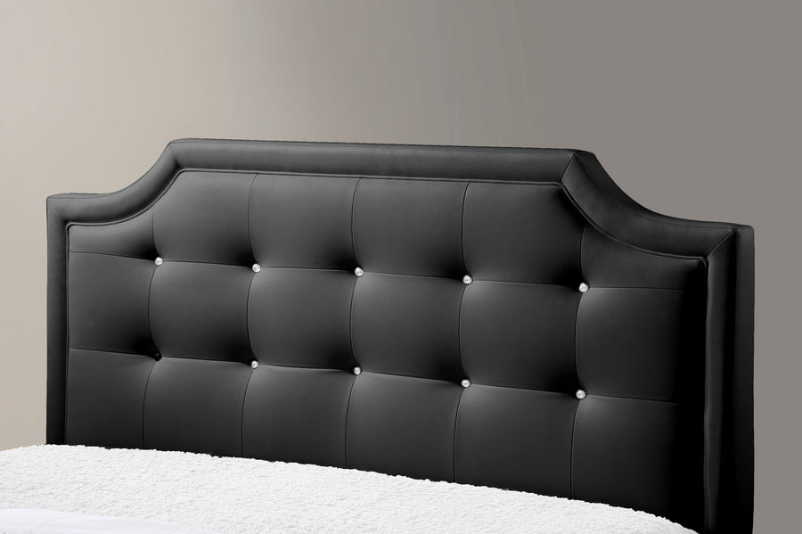 Transitional Upholstered King Size Bed in Black Faux Leather