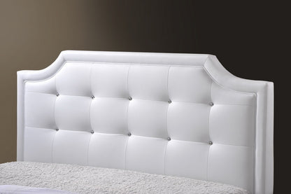 Transitional Upholstered Queen Size Bed in White Faux Leather