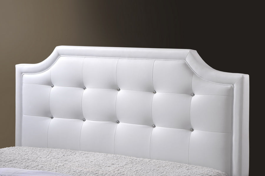 Transitional Upholstered King Size Bed in White Faux Leather