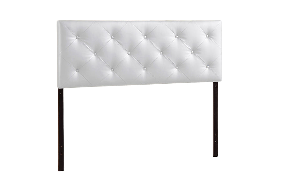 Contemporary King Size Headboard in White PU Leather
