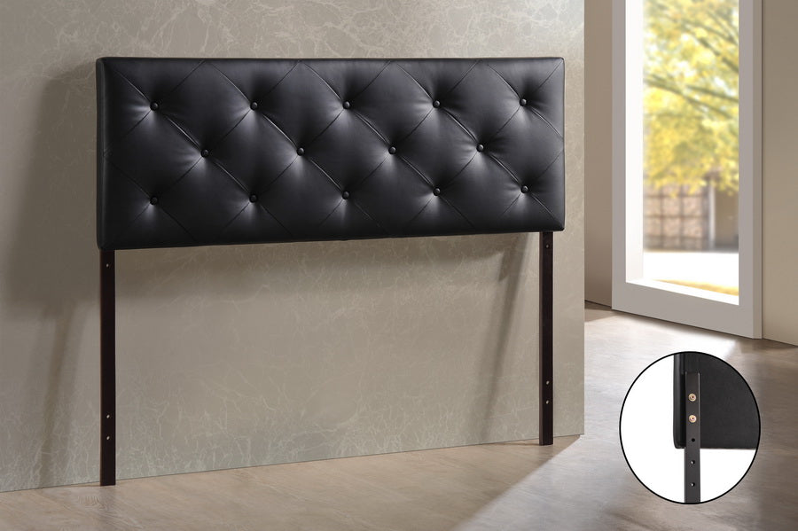 Contemporary Full Size Headboard in Black PU Leather bxi5364-106