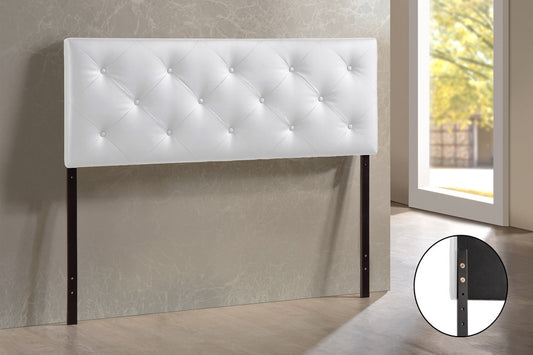 Contemporary Queen Size Headboard in White PU Leather - The Furniture Space.