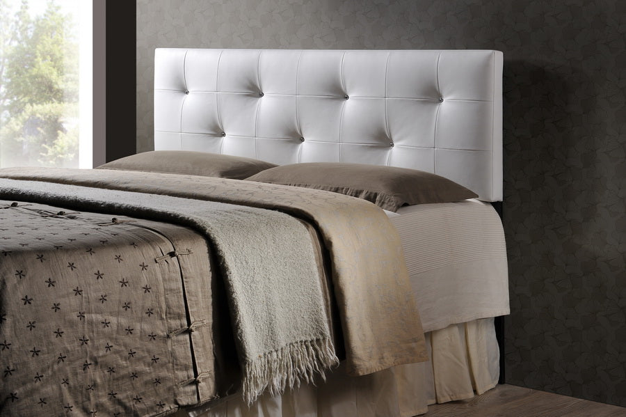 Contemporary Full Size Headboard in White PU Leather bxi5367-106