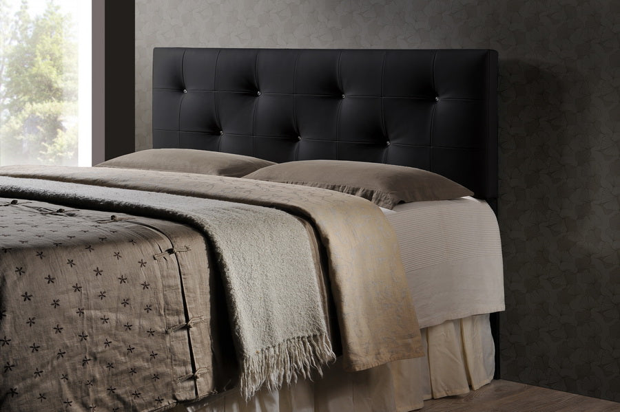 Contemporary Full Size Headboard in Black PU Leather bxi5368-106