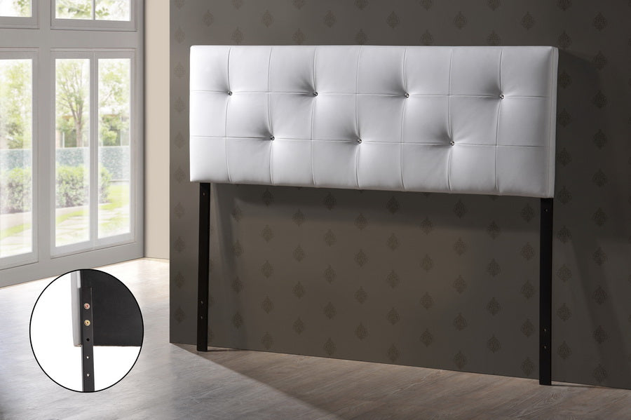 Contemporary Full Size Headboard in White PU Leather bxi5367-106