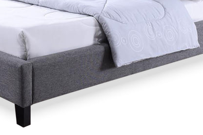 Contemporary Platform Queen Size Bed in Grey Fabric - The Furniture Space.