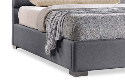 Contemporary Platform King Size Bed in Grey Fabric - The Furniture Space.