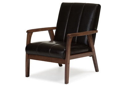 Scandinavian Accent Chair in Dark Brown Faux Leather