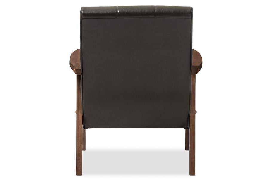 Scandinavian Accent Chair in Dark Brown Faux Leather