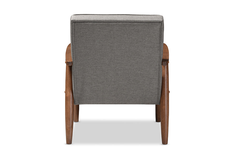 Mid-Century Living Room Chair in Grey Fabric