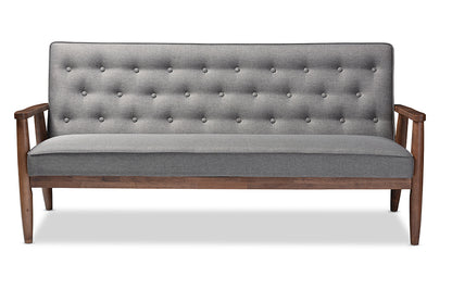 Mid-Century Sofa in Grey Fabric