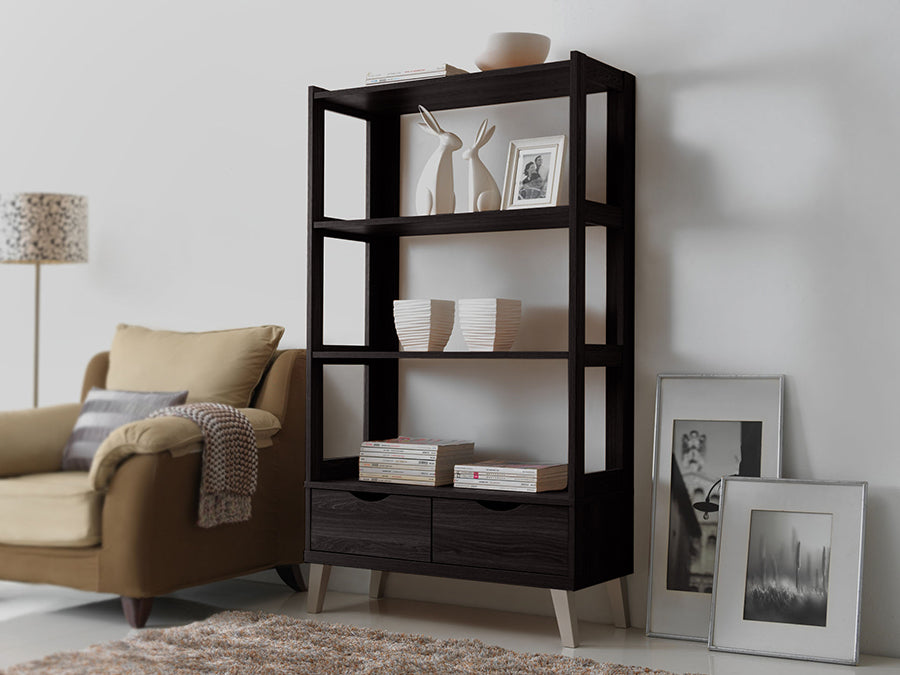 Contemporary Bookcase in Dark Brown - The Furniture Space.