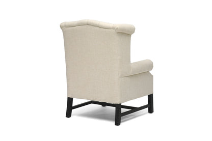 Traditional Club Chair in Beige Linen Fabric