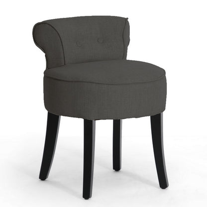 Traditional Lounge Stool Chair in Grey Linen Fabric