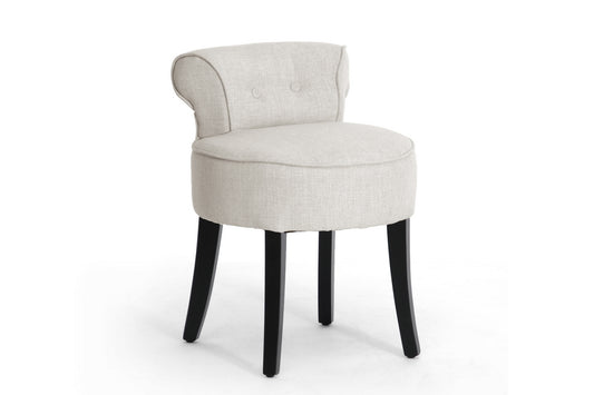 Contemporary Lounge Stool Chair in Beige Linen Fabric