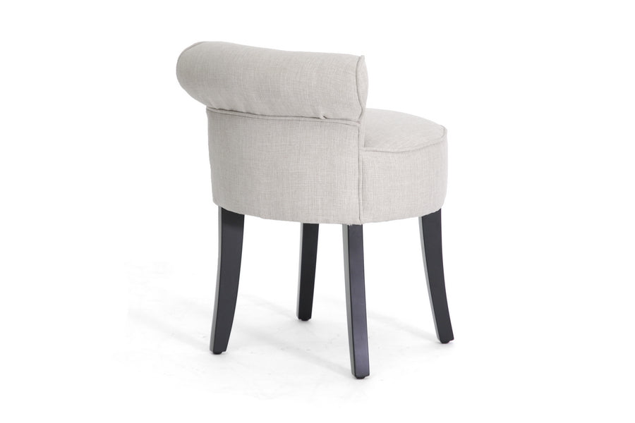 Contemporary Lounge Stool Chair in Beige Linen Fabric