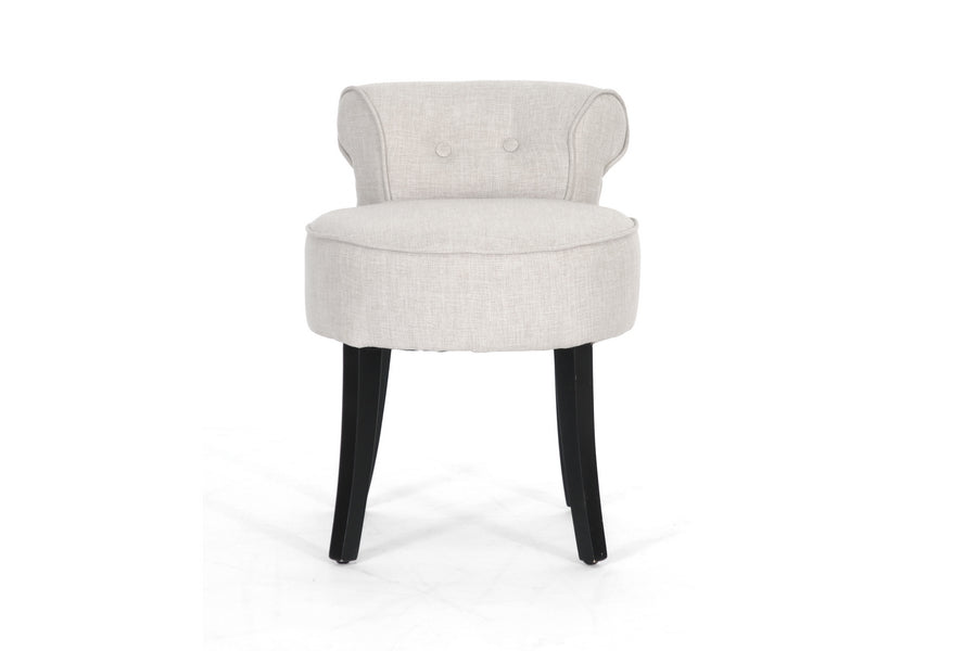 Contemporary Lounge Stool Chair in Beige Linen Fabric