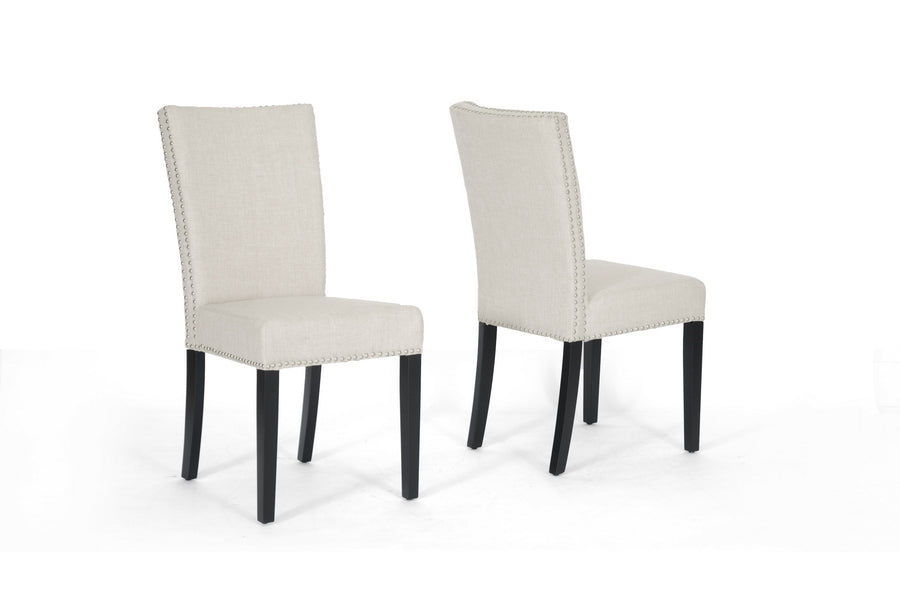Contemporary 2 Dining Chairs in Beige Linen Fabric - The Furniture Space.