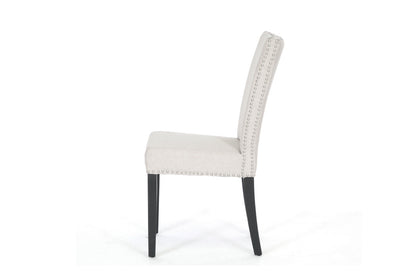 Contemporary 2 Dining Chairs in Beige Linen Fabric - The Furniture Space.