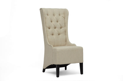 Traditional Accent Chair in Beige Linen Fabric